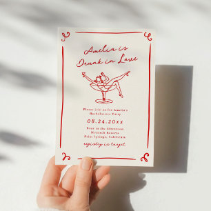 Whimsical Hand Drawn Red Bachelorette Einladung