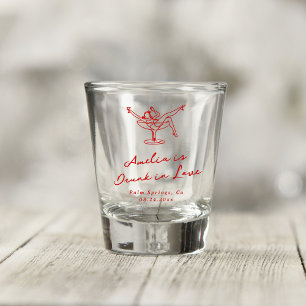 Whimsical Hand Drawn Red Bachelorette Schnapsglas