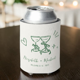 Whimsical Hand Drawn Romantic Green Cream Wedding Dosenkühler