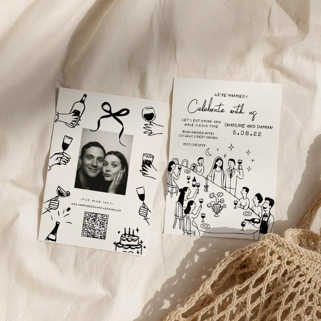 Whimsical Hand Drawn Scribble Wedding Einladung (Von Creator hochgeladen)