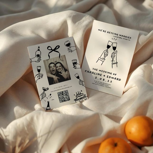 Whimsical Hand Drawn Scribble Wedding Einladung (Von Creator hochgeladen)