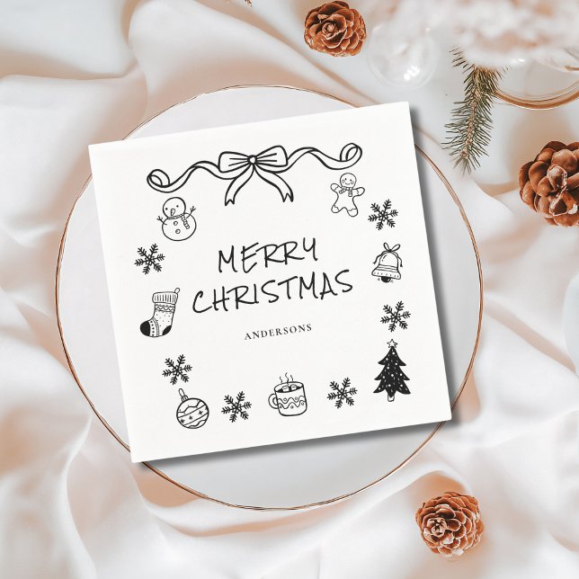 Whimsical Hand Drawn Scribble Weihnachten Serviette (Von Creator hochgeladen)