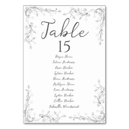 Whimsical Hand Drawn Script Wedding Seating Plan Tischnummer
