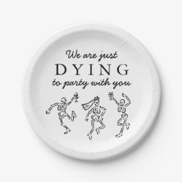 Whimsical Hand Drawn Skeletons Halloween Party Pappteller