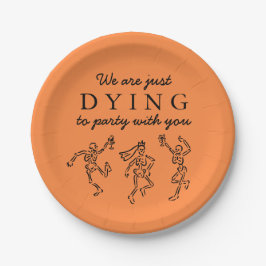 Whimsical Hand Drawn Skeletons Halloween Party Pappteller