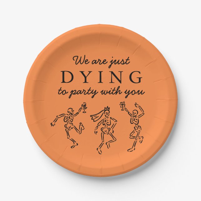 Whimsical Hand Drawn Skeletons Halloween Party Pappteller (Vorderseite)