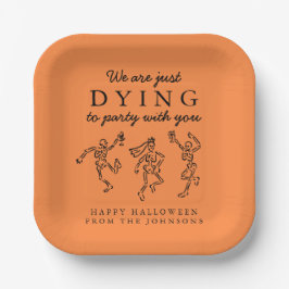Whimsical Hand Drawn Skeletons Halloween Party Pappteller