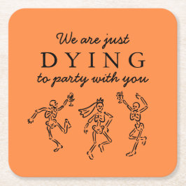 Whimsical Hand Drawn Skeletons Halloween Party Rechteckiger Pappuntersetzer