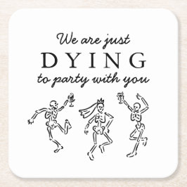 Whimsical Hand Drawn Skeletons Halloween Party Rechteckiger Pappuntersetzer