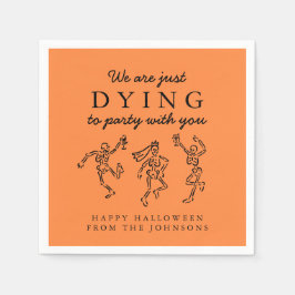 Whimsical Hand Drawn Skeletons Halloween Party Serviette