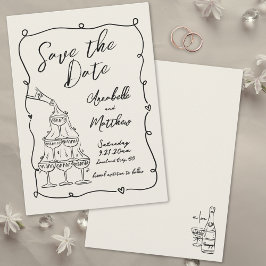 Whimsical Hand Drawn Vintage Hochzeit Save the Dat Date