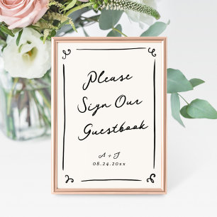 Whimsical Hand Drawn Wedbook Sign Poster