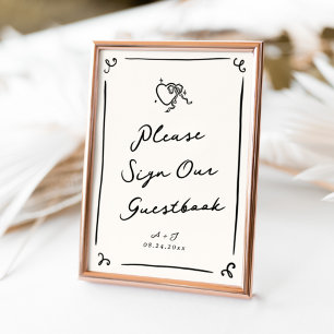 Whimsical Hand Drawn Wedbook Sign Poster