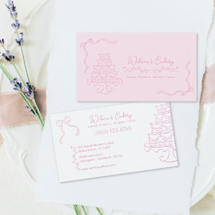 Whimsical Hand Drawn Wedding Cake Bakary Business Visitenkarte