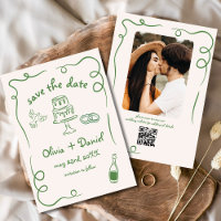 Whimsical Hand Drawn Wedding Foto Green