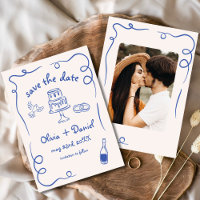 Whimsical Hand Drawn Wedding Foto Navy Blue