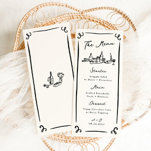 Whimsical Hand Drawn Wedding Menu Menükarte