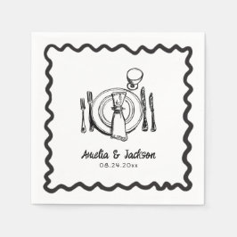 Whimsical Hand Drawn Wedding Napkins Serviette