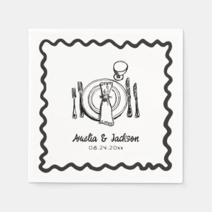 Whimsical Hand Drawn Wedding Napkins Serviette