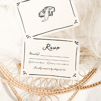 Whimsical Hand Drawn Wedding RSVP Einladung