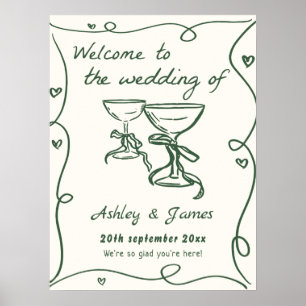 Whimsical Hand Drawn Wedding Willkommenszeichen Poster