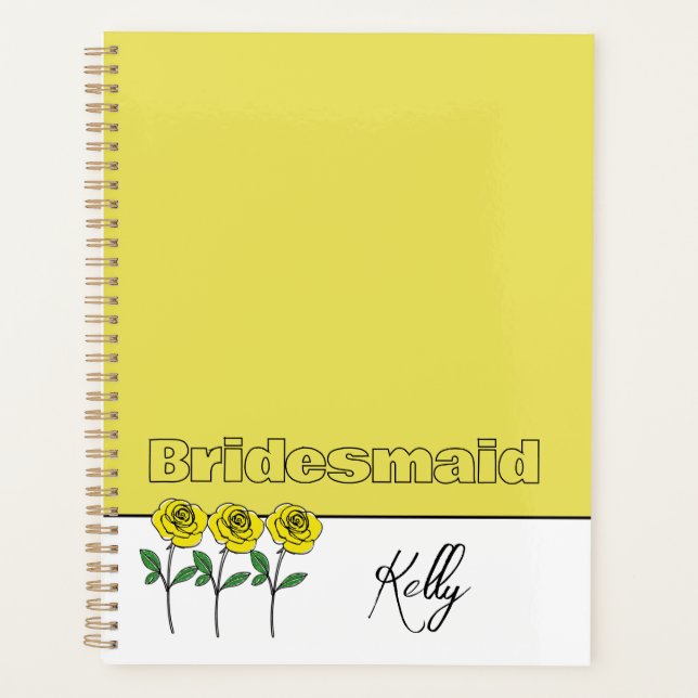 Whimsical Hand Drawn Yellow Roses Planer (Vorderseite)