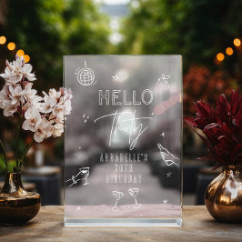 whimsical Hand gezeichnet 30. Geburtstag Drinks Pa Acrylschild