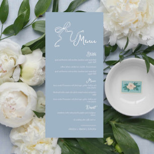 Whimsical Hand gezeichnet Bow Dusty Blue Wedding M Menükarte