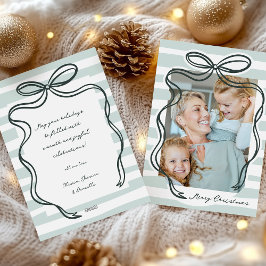 Whimsical Hand gezeichnet Bow Frame Foto Weihnacht Feiertagskarte