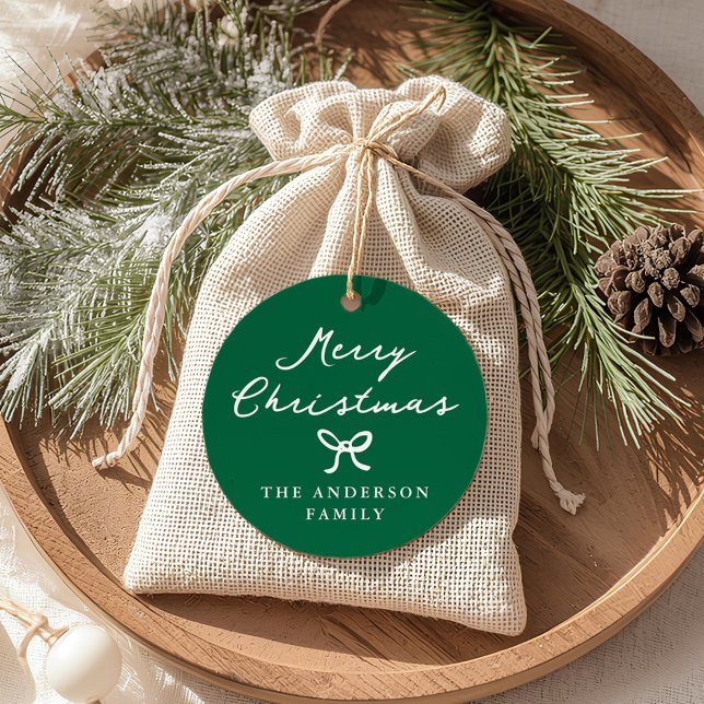 Whimsical Hand Gezeichnet Bow Green Weihnachtsgesc Geschenkanhänger (Von Creator hochgeladen)