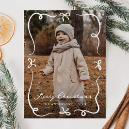 Whimsical Hand Gezeichnet Bows Frohe Weihnachts-Fo Feiertagspostkarte