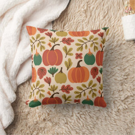 Whimsical Hand Gezeichnet Fall Halloween Kürbisbei Kissen