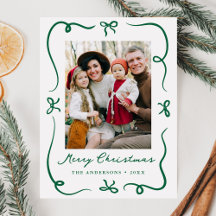 Whimsical Hand Gezeichnet Green Bows Foto Weihnach