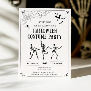 Whimsical Hand Gezeichnet Halloween Kostümeinladun Einladung