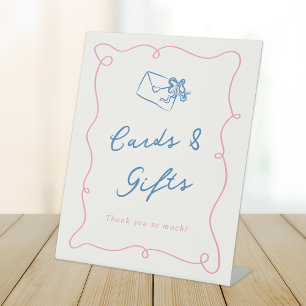 Whimsical Hand gezeichnet Pink & Blue Karten & Ges Sockelschild