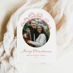 Whimsical Hand gezeichnet Rosa Bow Feiertag Weihna Acryleinladungen