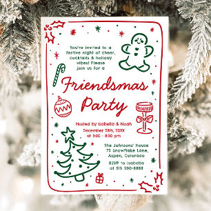 Whimsical Hand gezeichnet Weihnachten Friendsmas P Einladung