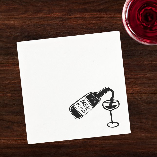Whimsical Hand gezeichnet Wein Flasche Hochzeit Serviette (Von Creator hochgeladen)