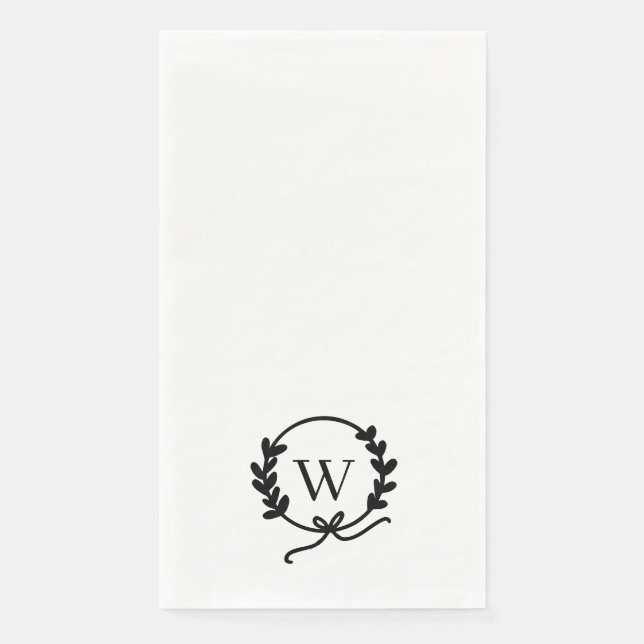 Whimsical Hand Gezeichnet Wreath Monogramm Serviette (Vorderseite)