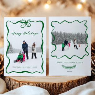 Whimsical Hand gezeichnete Band Foto Weihnachtskar Feiertagskarte