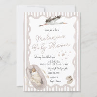 Whimsical Hand gezogen Beige Neutral Baby Dusche