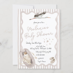 Whimsical Hand gezogen Beige Neutral Baby Dusche Einladung