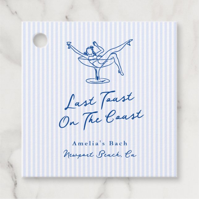 Whimsical Hand gezogen Blue Letzten Toast an der K Geschenkanhänger (Vorderseite)