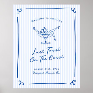 Whimsical Hand gezogen Blue Letzten Toast an der K Poster