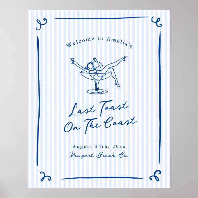 Whimsical Hand gezogen Blue Letzten Toast an der K Poster (Vorne)