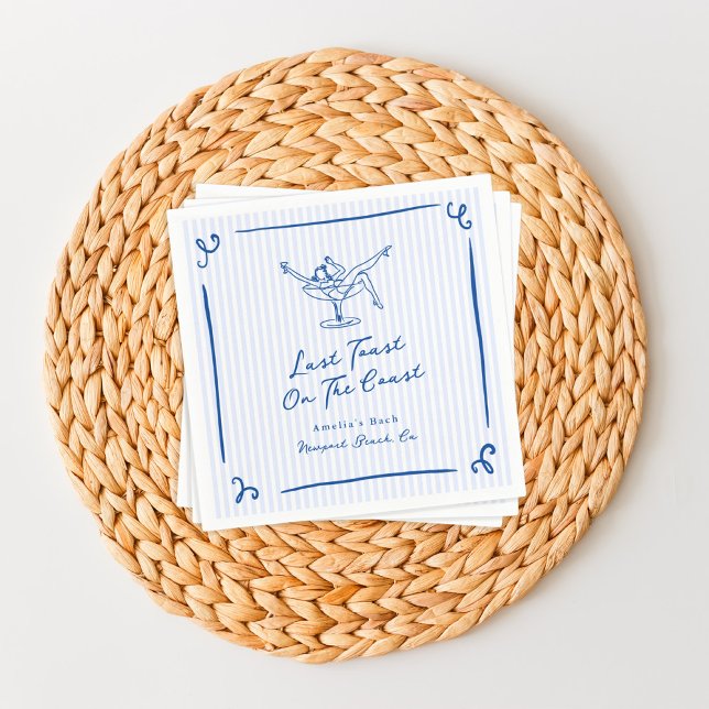 Whimsical Hand gezogen Blue Letzten Toast an der K Serviette (Von Creator hochgeladen)