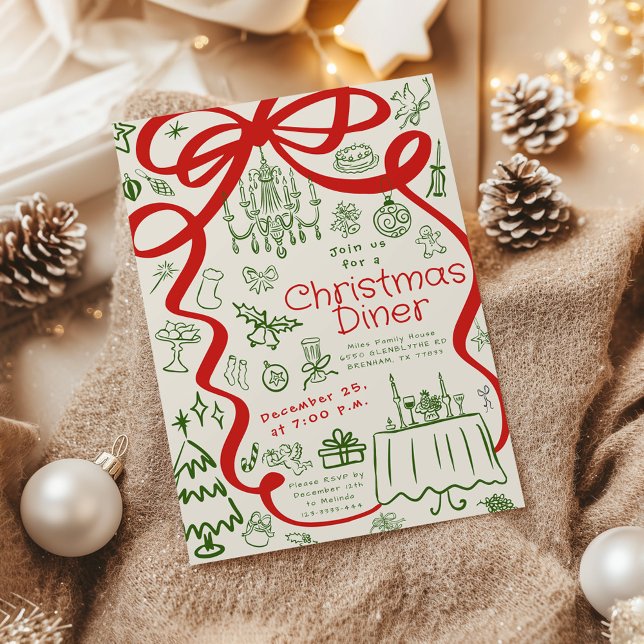 Whimsical Hand gezogen Weihnachtsessen Einladung (Von Creator hochgeladen)