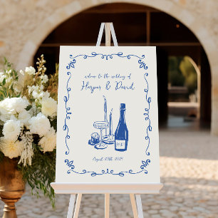 Whimsical Hand Letted Illustriert Dinner Hochzeit Poster