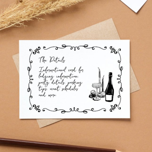 Whimsical Hand Letted Illustriert Info Card RSVP Karte (Von Creator hochgeladen)