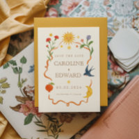 Whimsical handbemalt Celestial Folk Wedding